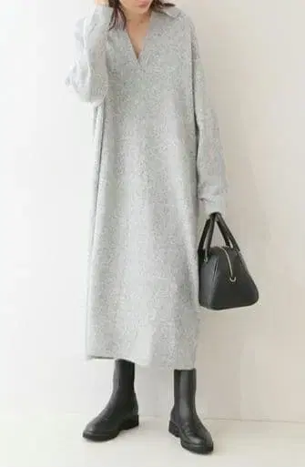 SLOBE IENA 그레이 스키퍼 니트 원피스 F