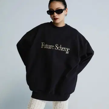 JEANASIS [ Les Fleurs ] 자수 로고 맨투맨 LS 블랙