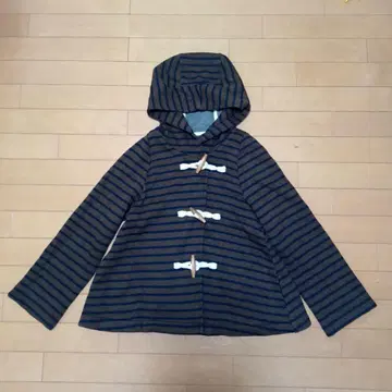 AS KNOW AS PINKY 스트라이프 후드 더플 코트 A라인