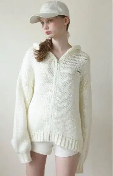 새상품 seemi by nice claup 집업 니트 후드티 화이트