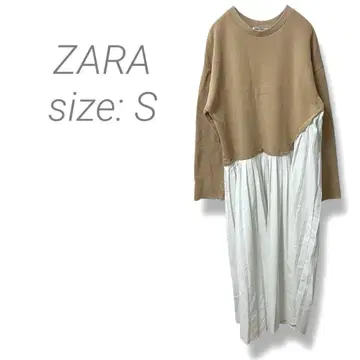 [ 자라 ] ZARA 도킹 롱 원피스 루즈 플리츠 S 베이지