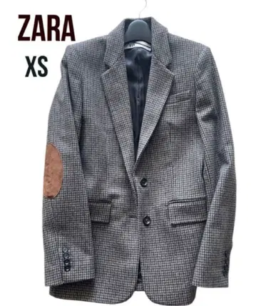 ZARA 체크 무늬 노카라 자켓 XS