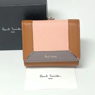 새상품 폴스미스 3단 폴더형 지갑 가마구치 컴팩트 지갑 천연 가죽 가죽