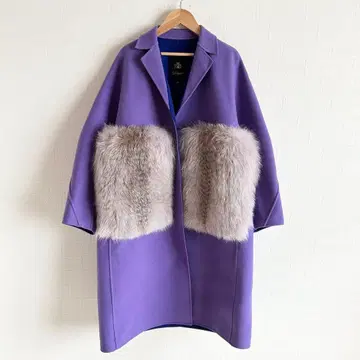 컨디션 최상 드로어 퍼 포켓 코트 퍼플 정가 30만