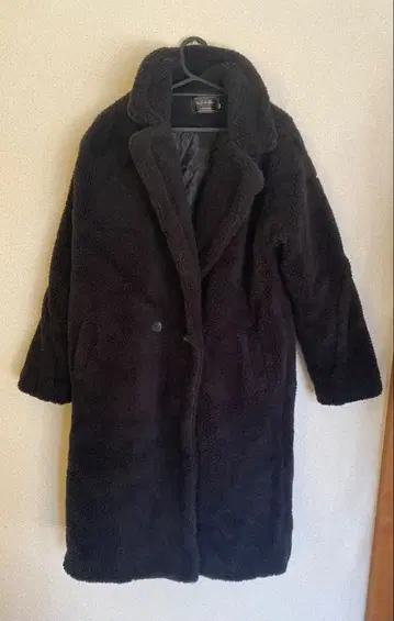 블랙 플리스 롱 코트