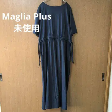 미사용 Maglia Plus 다크 블루 반팔 롱 원피스
