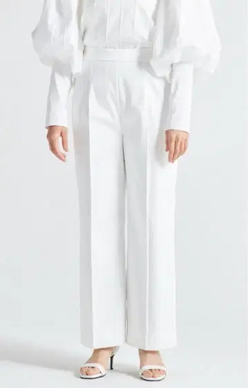 34 yori 새틴 와이드 팬츠 화이트