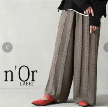 오샤레 워커 n'Or LABEL 케이블 짜임 와이드 팬츠 브라운