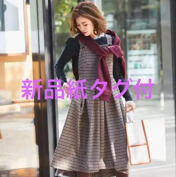 새상품 택 포함 세븐텐 seventen 울 체크 에이프런 원피스