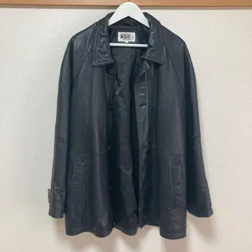 구제 의류 양가죽 가죽 하프 코트 카 코트 블랙