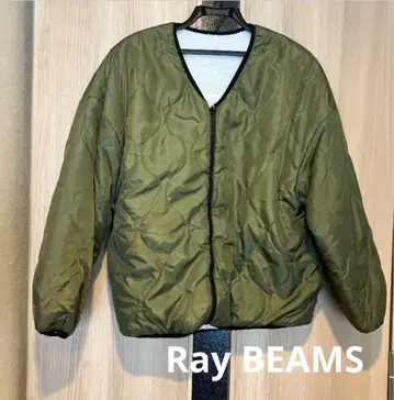 Ray BEAMS 2way 올리브 퀼팅 자켓 보아 자켓
