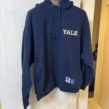 Yale 대학 로고 네이비 후드티 LRussell