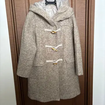 울 혼방 베이지 더플 코트