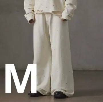 [ GRANCY ] 큐빅 디자인 데미지 스웨트 팬츠 M 사이즈