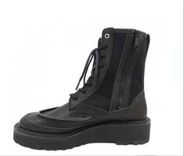 Y's 와이즈 24SS 코튼 덕 가죽 콤비 밀리터리 부츠 블랙 4