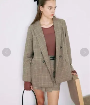 archives 체크 더블 테일러드 자켓 M 수트 브라운 계열