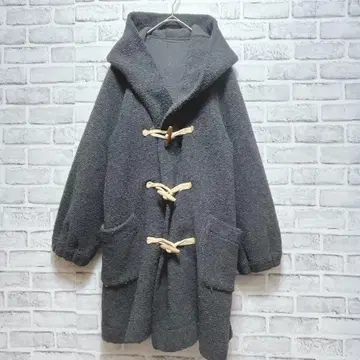 니트 더플 코트 울 일본제 루즈핏 캐주얼 후드 그레이 38