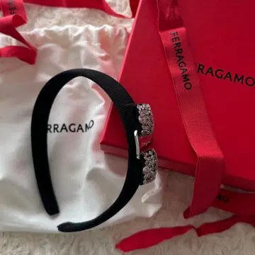 FERRAGAMO 블랙 크리스탈 헤어밴드