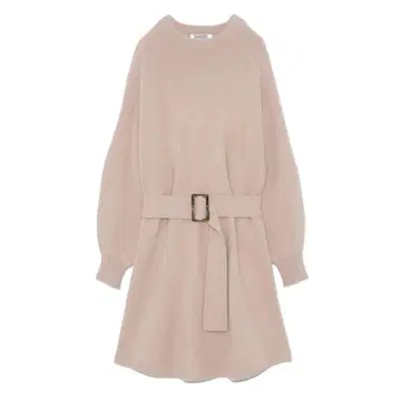 SNIDEL 스나이델 퍼라이크 벨티드 니트 원피스 핑크