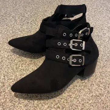 스터드 벨트 숏부츠 블랙 23.5cm 24cm 스웨이드 부츠