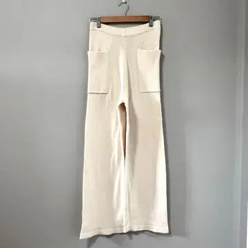 Demi-Luxe 니트 팬츠 아이보리 풀렝스 S 와이드 팬츠