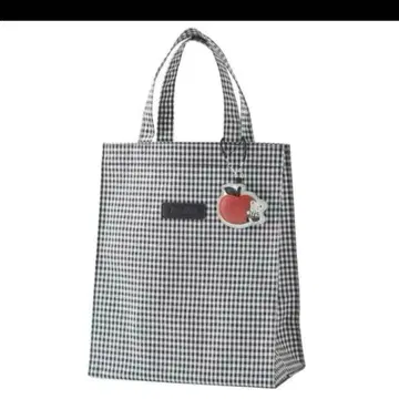 택 포함 미사용 새상품 파밀리아 깅엄 체크 토트백 블랙