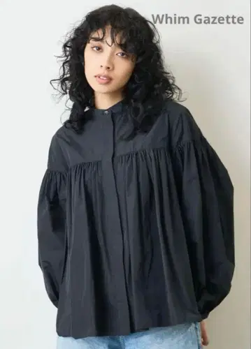 Whim Gazette 블랙 벌룬 슬리브 셔츠