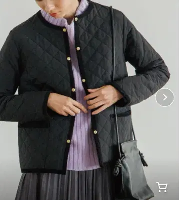 OPAQUE.CLIP 오파크 클립 퀼팅 노카라 자켓 블랙 S