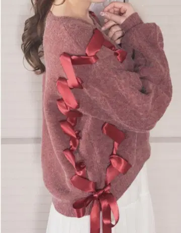 Areeam 리본 니트 풀오버 레드