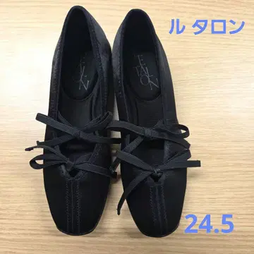 1회만 착용 [ 루탈론 L 더블 리본 발레리나 ] 블랙 24.5cm
