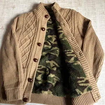 브라운 베이지 케이블 니트 가디건