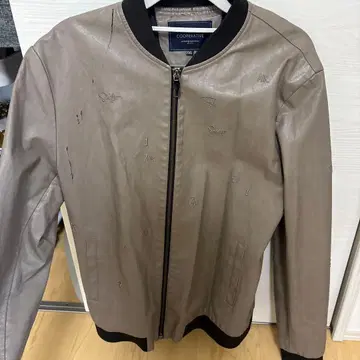 베이지 PU 가죽 자켓 XXL