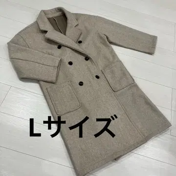 거의 새상품 베이지 따뜻한 더블 브레스트 체스터 코트 L 사이즈