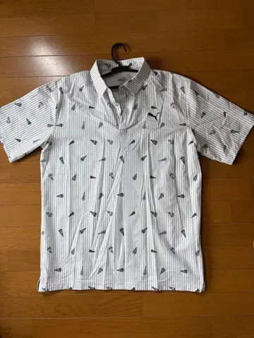 푸마 남성용 골프 플래그 프린트 시어서커 반팔 피케 셔츠