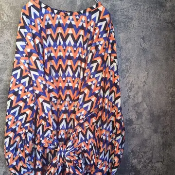 ZARA 기하학 패턴 올 패턴 허리 리본 원피스 스트레치 모로코 제조