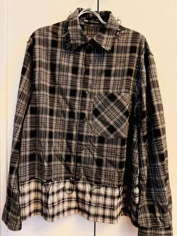 ZARA 재구축 플란넬 체크 셔츠 올풀림 가공