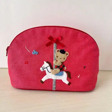 파밀리아 데님 파우치 빨간색 파미짱 파우치 회전목마