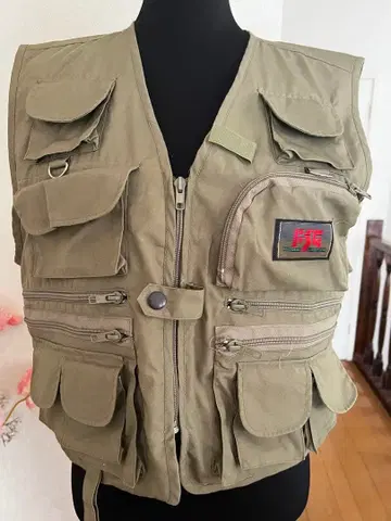 카키 낚시용 조끼 복수 포켓