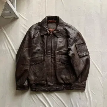 short leather bomber blouson /80s-90s M