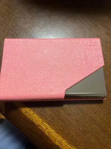 핑크 합성 피혁 명함지갑 슬림 디자인