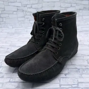 LARDINI 블랙 스웨이드 하이컷 모카신 8 부츠 남성용