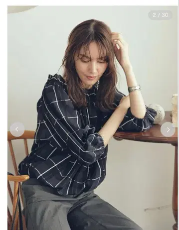 Mila Owen 체크 무늬 백리본 블라우스 사이즈 1