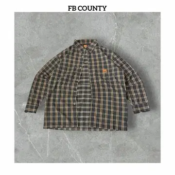 FB COUNTY FB카운티 체크 긴팔 셔츠 밴딩 로고 L