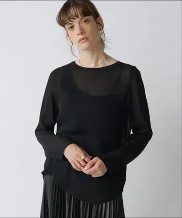 Drawing Numbers 트리아세 폴리 시스루 블라우스