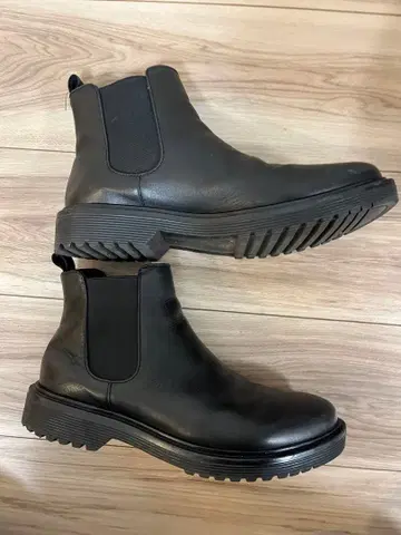 GU 리얼 가죽 사이드 고어 부츠 블랙 26.0cm