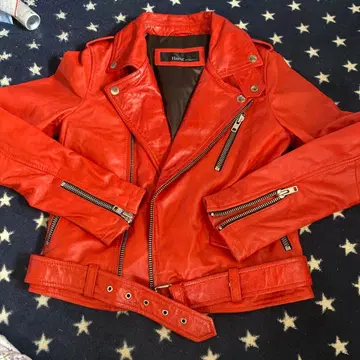 Haruf 빨간색 라이더 자켓