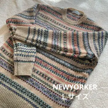 남성용 뉴요커 페어아일 패턴 울 100% 스웨터 L 사이즈 새상품급