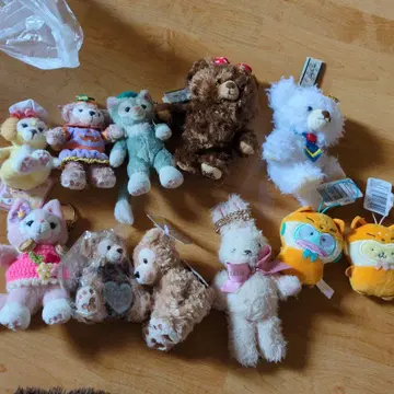 디즈니 산리오 봉제 인형 스트랩 세트 머리핀 클립