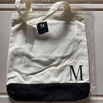 화이트/블랙 토트백 M 자수