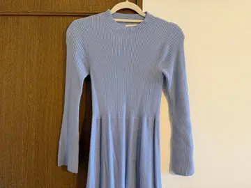 라이트 블루 니트 롱 원피스 FRAYI.D